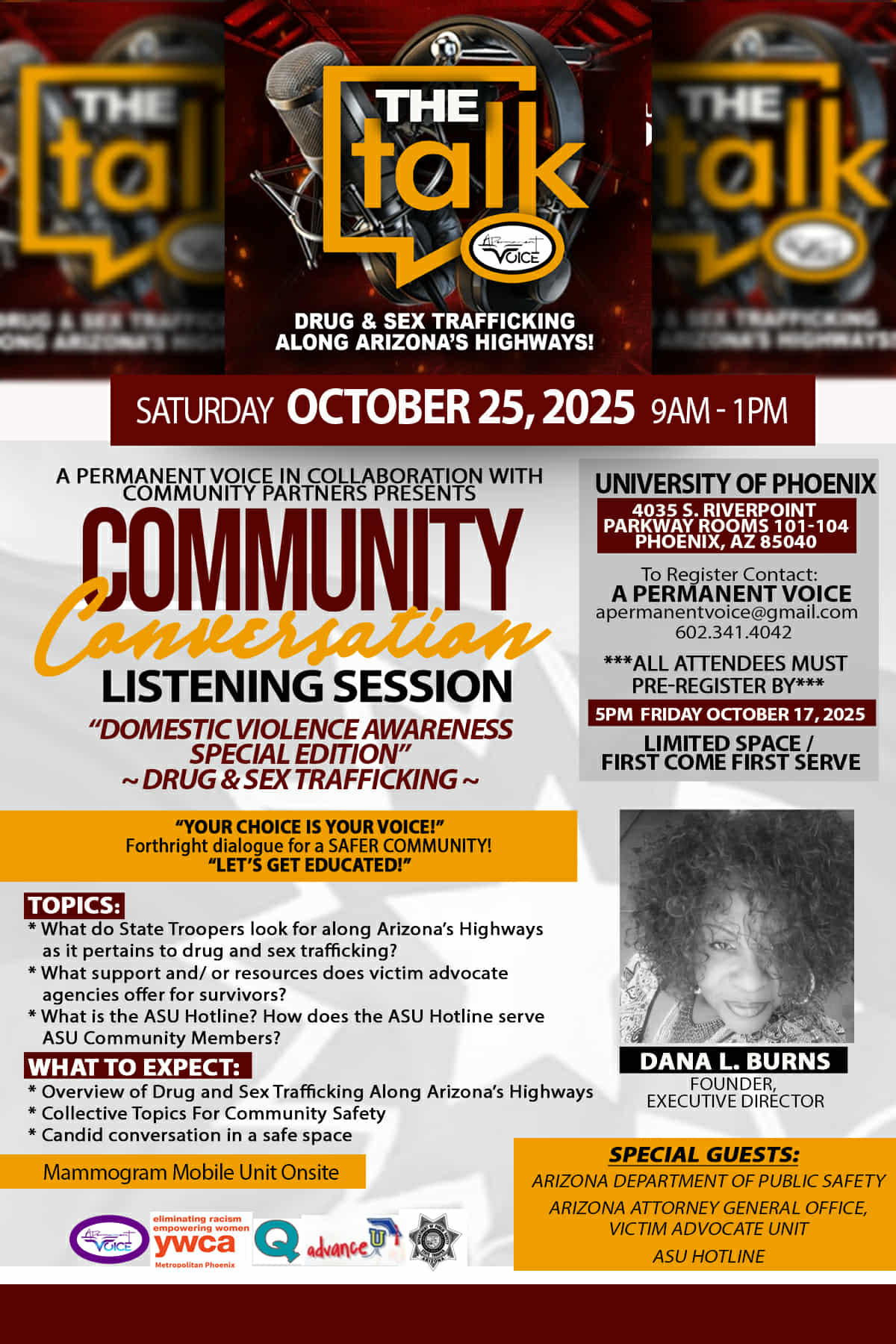 Community Conversation Listening Session SPECIAL EDITION October 2025 Flyer