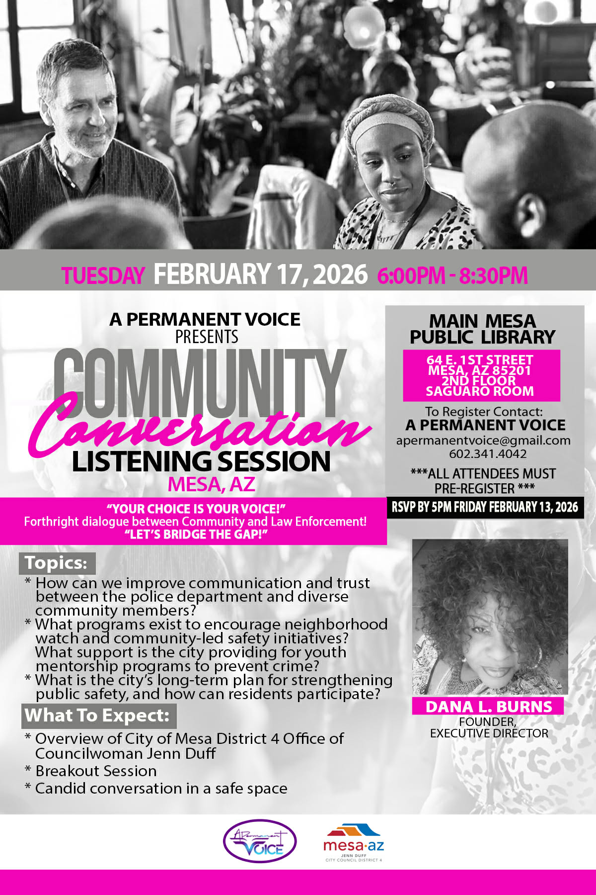 Community Conversation Listening Session Mesa AZ February 17 2026 wth CW Jenn Duff D4 City of Mesa - APV