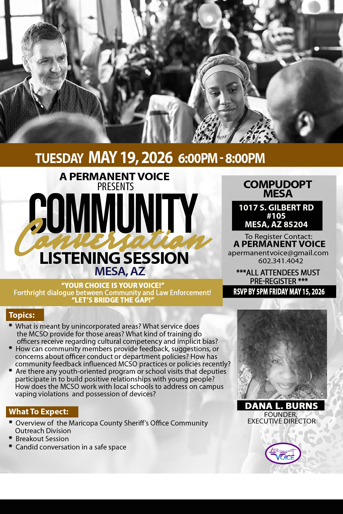 Community Conversation Listening Session Mesa AZ May 2026 with MCSO Community Outreach - APV
