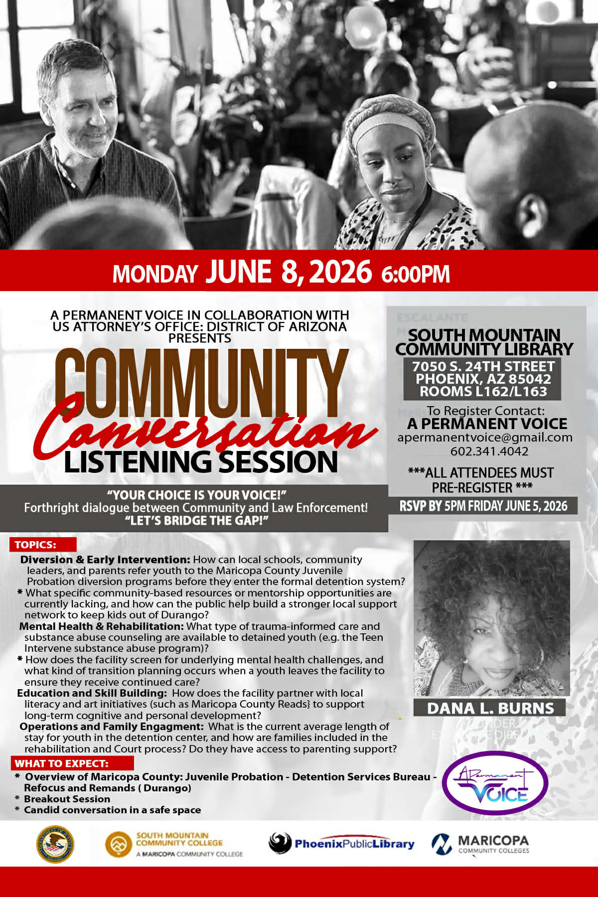Community Conversation Listening Session June 2026 with Maricopa County Juvenile Probation - Durango - APV