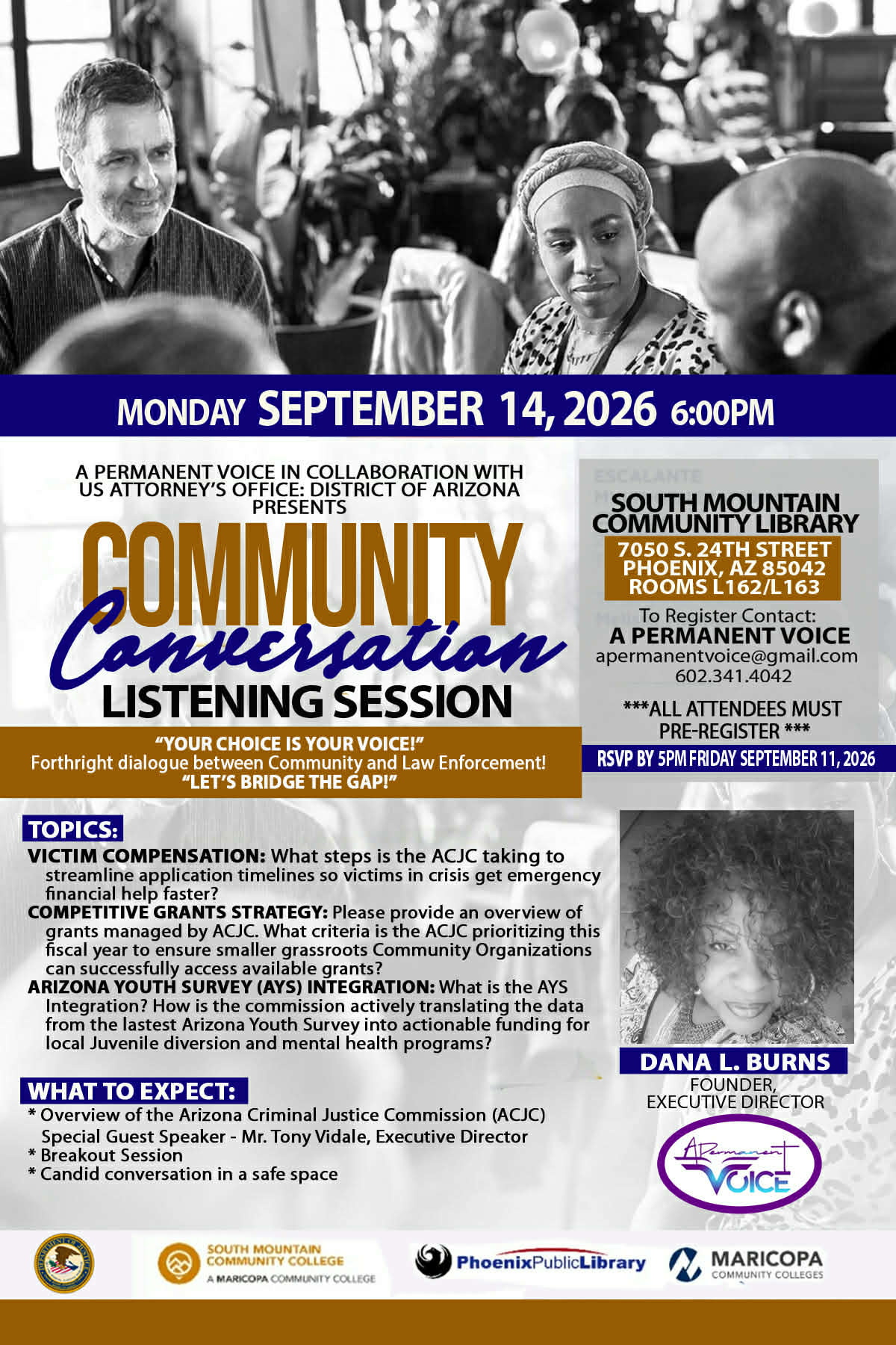 Community Conversation Listening Session Phoenix AZ with ACJC September 14 2026 - APV